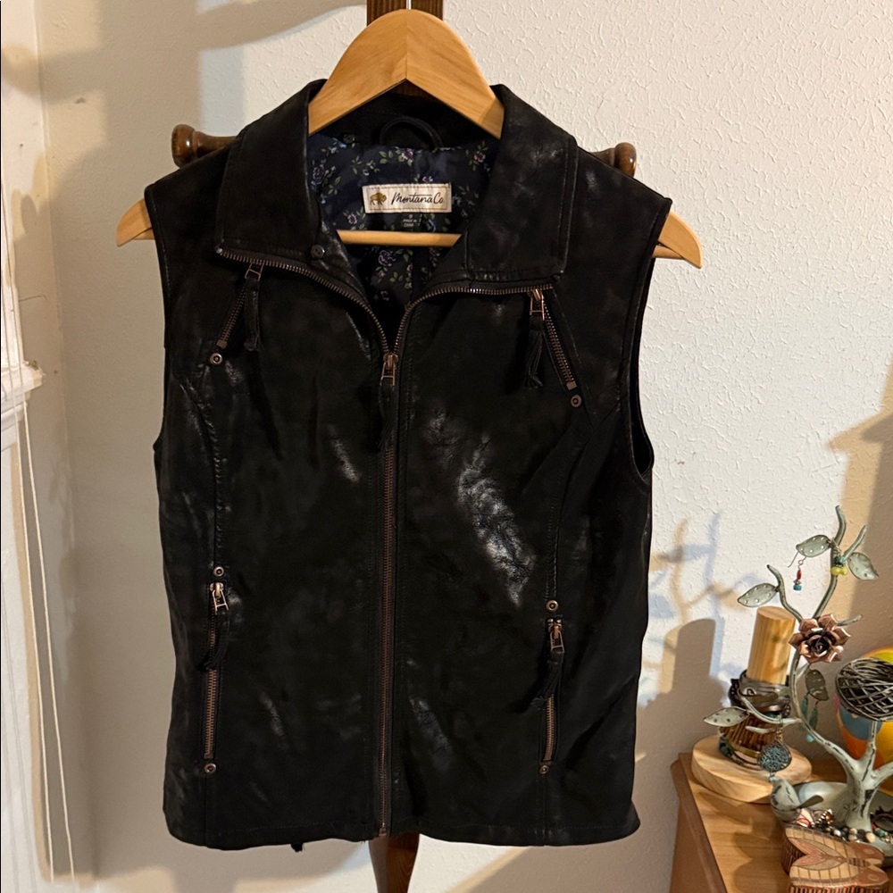 Women's Black Leather Vest